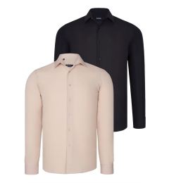 Снимка на DUAL SET G726 DEWBERRY MENS SHIRTS-BLACK-BEIGE