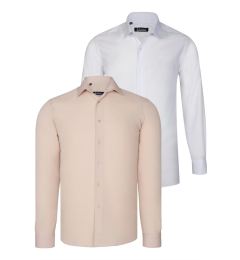 Снимка на DUAL SET G726 DEWBERRY MENS SHIRTS-WHITE-BEIGE