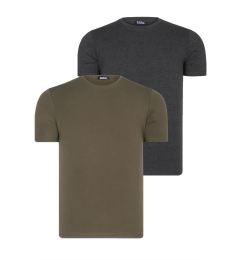 Снимка на DUAL SET T8569 DEWBERRY BIKE COLLAR MENS T-SHIRT-ANTHRACITE-KHAKI