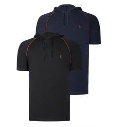 Снимка на DUAL SET T8570 DEWBERRY HOODED MENS T-SHIRT-BLACK-NAVY BLUE