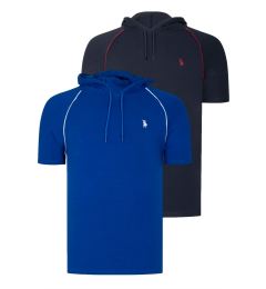 Снимка на DUAL SET T8570 DEWBERRY HOODED MEN'S T-SHIRT-NAVY BLUE-SAX