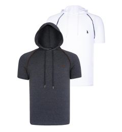 Снимка на DUAL SET T8570 DEWBERRY HOODED MEN'S T-SHIRT-WHITE-ANTHRACITE