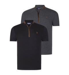 Снимка на DUAL SET T8571 DEWBERRY ZIPPER MENS T-SHIRT-ANTHRACITE-BLACK