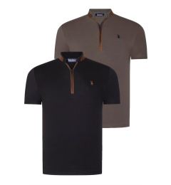 Снимка на DUAL SET T8571 DEWBERRY ZIPPER MEN'S T-SHIRT-BLACK-KHAKI
