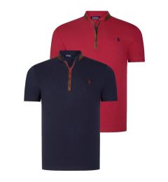 Снимка на DUAL SET T8571 DEWBERRY ZIPPER MENS T-SHIRT-NAVY BLUE- BURGUNDY