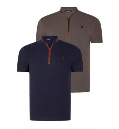 Снимка на DUAL SET T8571 DEWBERRY ZIPPER MEN'S T-SHIRT-NAVY BLUE-KHAKI