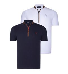 Снимка на DUAL SET T8571 DEWBERRY ZIPPER MENS T-SHIRT-NAVY BLUE-WHITE