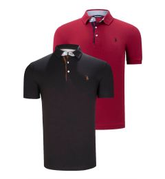 Снимка на DUAL SET T8582 DEWBERRY MENS T-SHIRT-BLACK-BURGUNDY