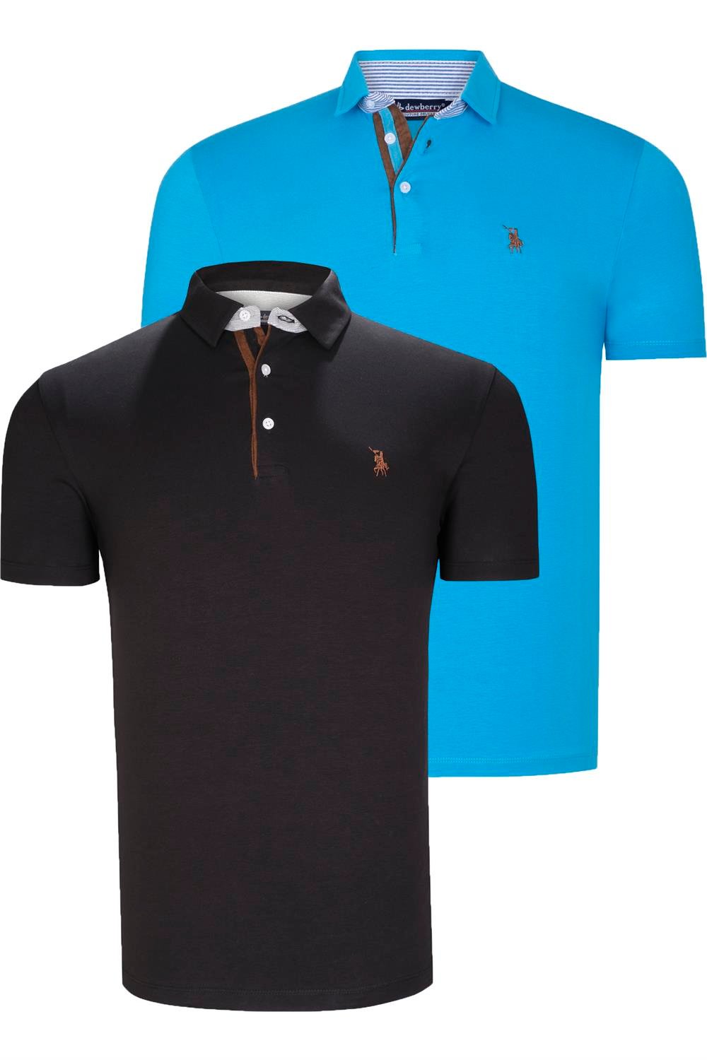 Снимка на DUAL SET T8582 DEWBERRY MENS T-SHIRT-BLACK-DARK TURQUOISE