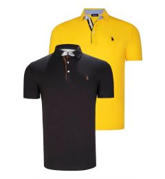 Снимка на DUAL SET T8582 DEWBERRY MENS T-SHIRT-BLACK-YELLOW