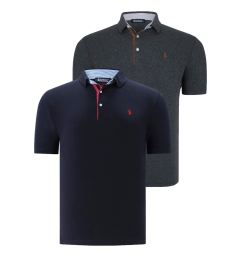 Снимка на DUAL SET T8582 DEWBERRY MENS T-SHIRT-NAVY BLUE - ANTHRACITE