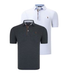 Снимка на DUAL SET T8582 DEWBERRY MENS T-SHIRT-WHITE-ANTHRACITE