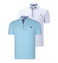 Снимка на DUAL SET T8582 DEWBERRY MENS T-SHIRT-WHITE-CYAN