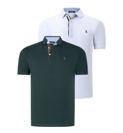 Снимка на DUAL SET T8582 DEWBERRY MENS T-SHIRT-WHITE-GREEN