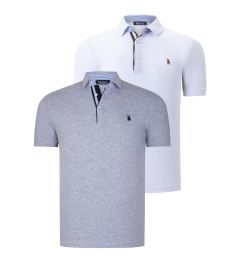 Снимка на DUAL SET T8582 DEWBERRY MENS T-SHIRT-WHITE-GREY