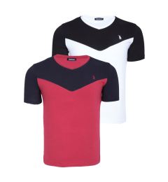 Снимка на DUAL SET T8591 DEWBERRY MENS T-SHIRT-WHITE-BURGUNDY