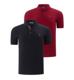 Снимка на DUO SET T8560 DEWBERRY MEN'S T-SHIRT-BLACK-BURGUNDY