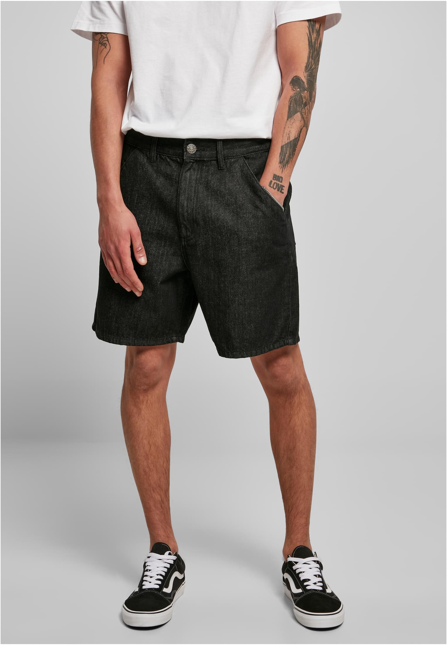 Снимка на Eco-friendly denim Bermuda shorts black washed