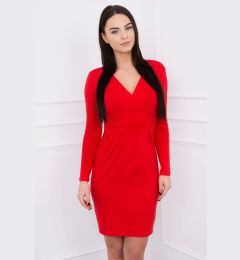 Снимка на Fitted dress with a slit below the bust, red