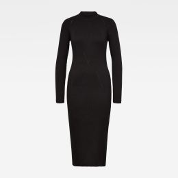 Снимка на G-STAR Dress - Plated lynn dress mock slim knit wm black