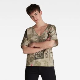 Снимка на G-STAR T-shirt - Joosa v-neck camo ao tee beige