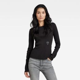 Снимка на G-STAR T-shirt - Slim rib boatneck l\s wmn black