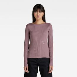 Снимка на G-STAR T-shirt - Slim rib boatneck l\s wmn purple