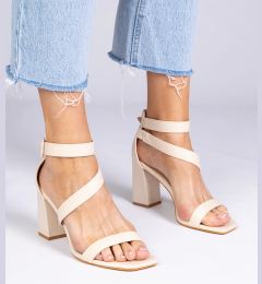 Снимка на Gemre Beige block heel sandals with buckle Runaz