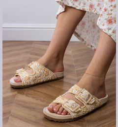 Снимка на Gemre Beige crochet sandals with buckles on straps Firada