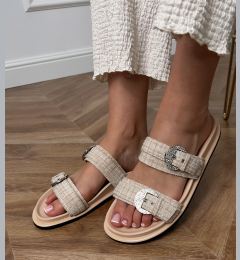 Снимка на Gemre Beige sandals with straps and rhinestones on buckles Lalis
