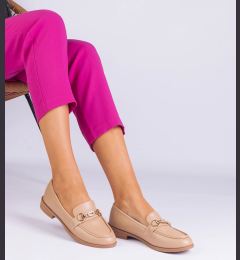 Снимка на Gemre Beige women's loafers with gold embellishment and rhinestones Mikasa