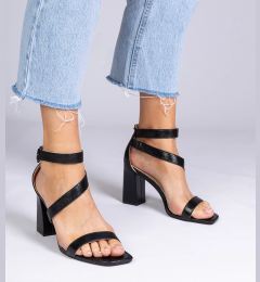 Снимка на Gemre Black block heel sandals with a buckle Runaz
