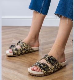 Снимка на Gemre Black crochet sandals with buckles on straps Firada
