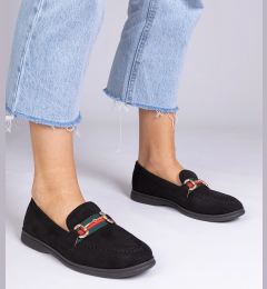 Снимка на Gemre Black eco-suede moccasins with a gold ornament Daliana