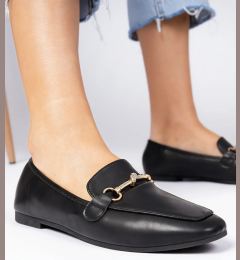 Снимка на Gemre Black elegant loafers with a gold ornament and rhinestones Kalisa