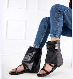 Снимка на Gemre Black flat sandals with Serida upper