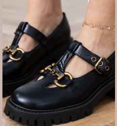 Снимка на Gemre Black loafers with thick soles and gold embellishment Hartis