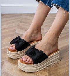 Снимка на Gemre Black platform flip-flops with a bow Ados