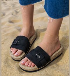Снимка на Gemre Black platform flip-flops with decorative buckle Lunda