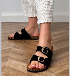 Снимка на Gemre Black sandals with buckles on cork sole Cloud