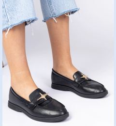 Снимка на Gemre Black women's loafers with gold decoration Senna