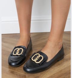 Снимка на Gemre Black women's loafers with gold embellishment Frada