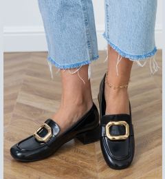 Снимка на Gemre Black women's low-heeled shoes with a gold decoration Mareda