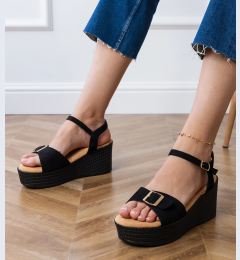 Снимка на Gemre Black women's sandals with a decorative buckle Sarni