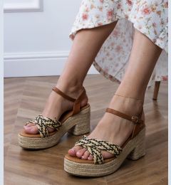 Снимка на Gemre Black woven block heel sandals Marfi