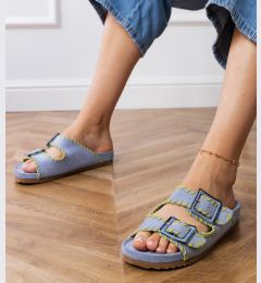 Снимка на Gemre Blue flip-flops with buckles and embroidery on the straps Kim