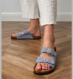 Снимка на Gemre Blue sandals with buckles on cork sole Cloud