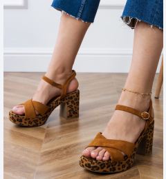 Снимка на Gemre Brown eco-suede block heel sandals Dures