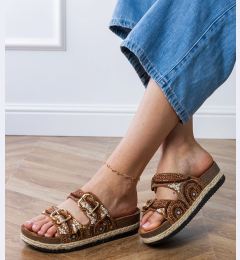 Снимка на Gemre Brown ethnic slides with buckles on straps Zebrina