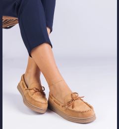 Снимка на Gemre Brown women's eco-suede moccasins with a bow Sarina
